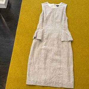 J. Crew Sleeveless Peplum Midi Dress in Light Taupe